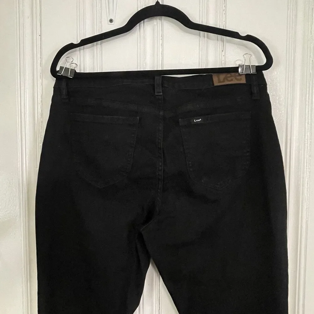 Lee Women Black Mid-Rise Regular Fit 5 Pockets Design Bootcut Jeans Size 12M